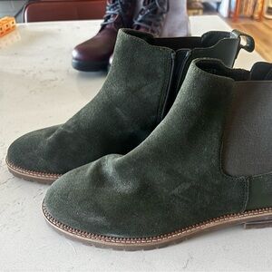 Lands End Olive Green Suede Boots